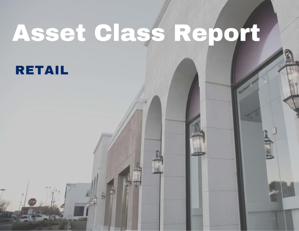 Retail Asset Class Report with the image of a retail building in the background