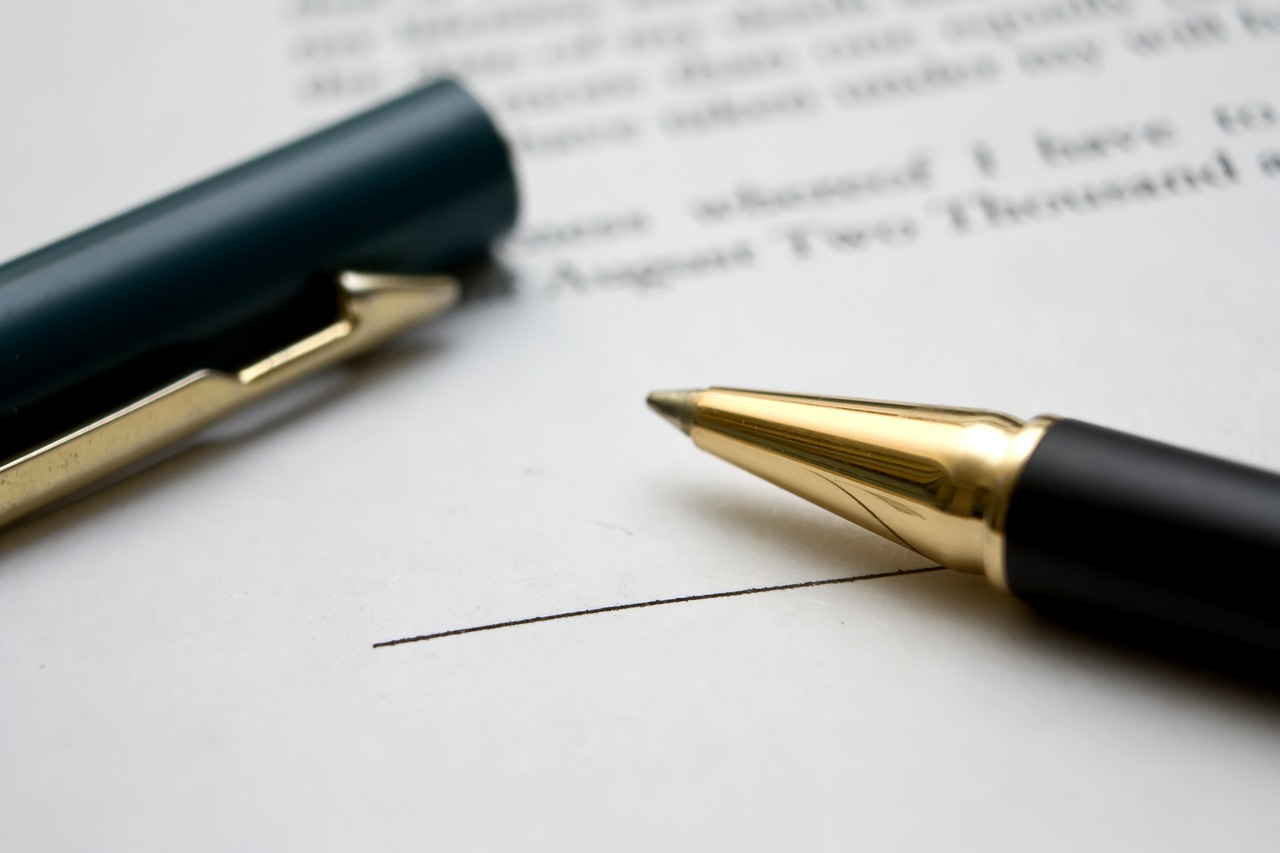 Photo of a pen on an official document