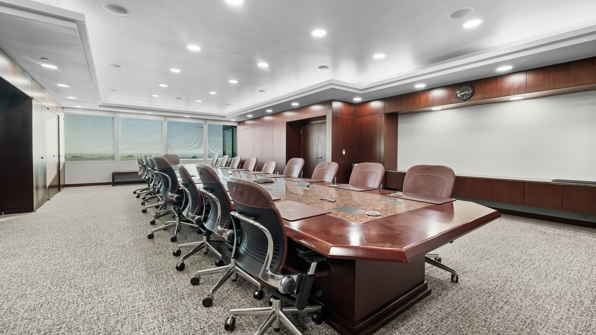 Executive boardroom with waterfront views at One Energy Place in Pensacola, Florida.